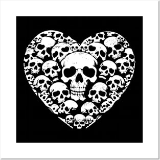 skulls heart Posters and Art